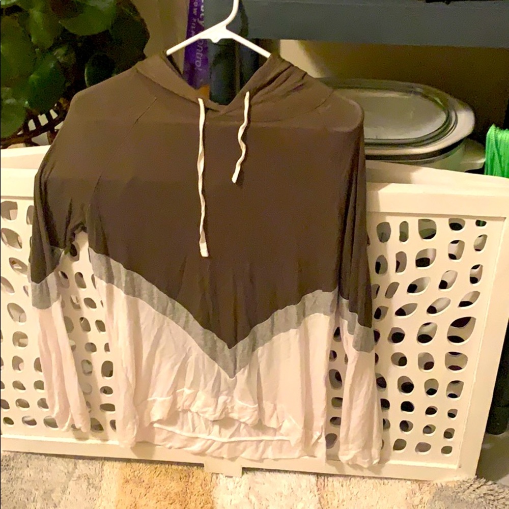 Thin grey green and white hoodie